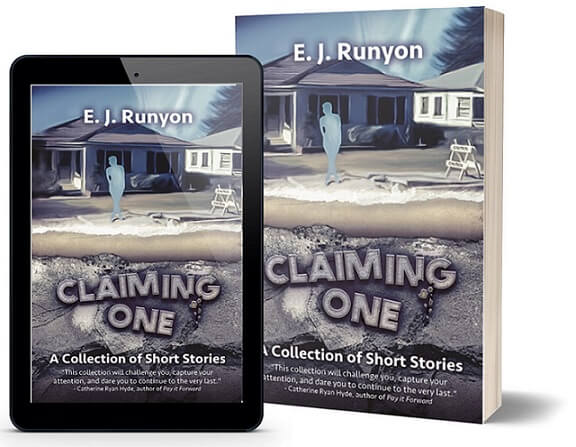 A book-and-ipad composite of the Claiming One front cover